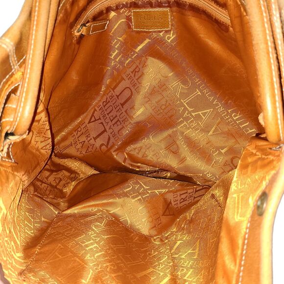 Furla (Authentic) Large Camel Leather & Brass Studded Shoulder Bag Vintage Y2K - Picture 12 of 12